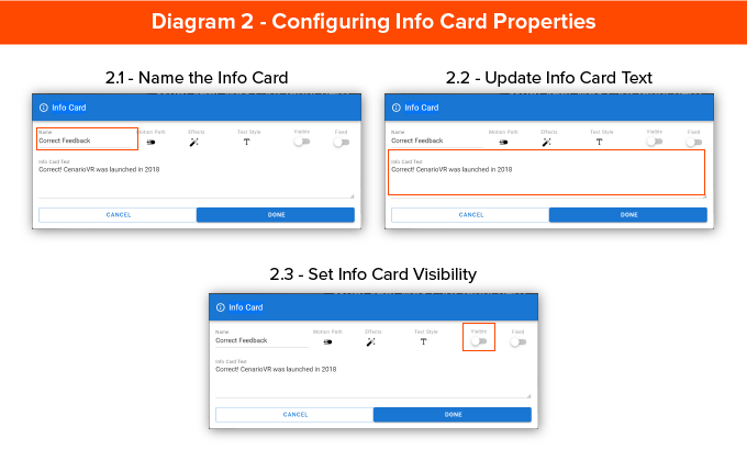 Configuring info card properties