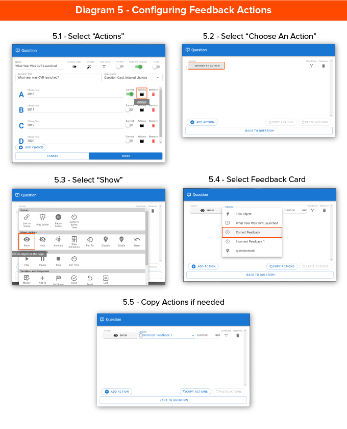 Configuring feedback actions