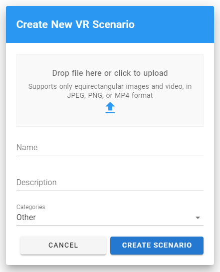 upload to CenarioVR