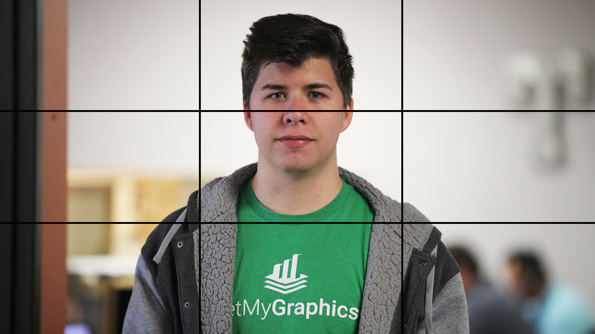 video framing rule of thirds cross hairs- eyeline on top grid line