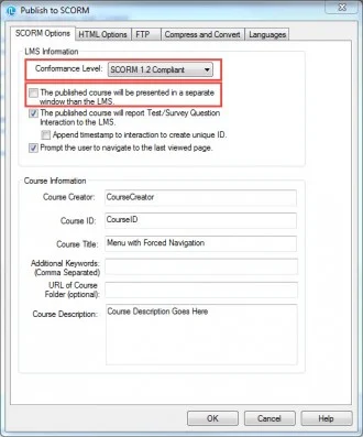 SCORM Options