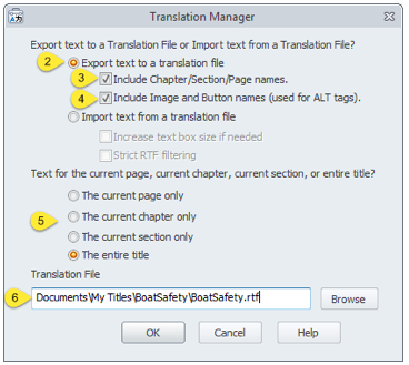 Translation Manager window