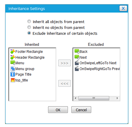 Inheritance Settings panel in Lectora Online