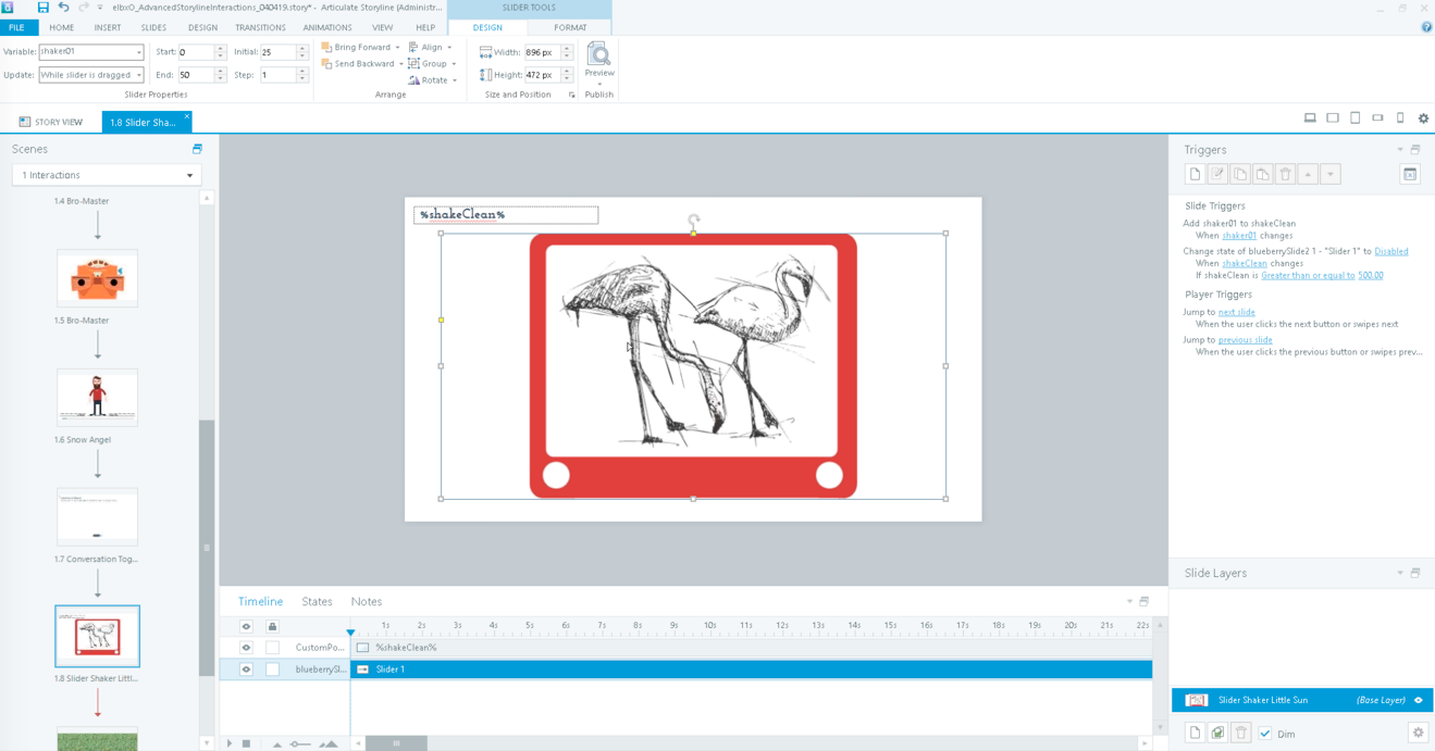 creating interactivity - etch a sketch example - showing storyline screen