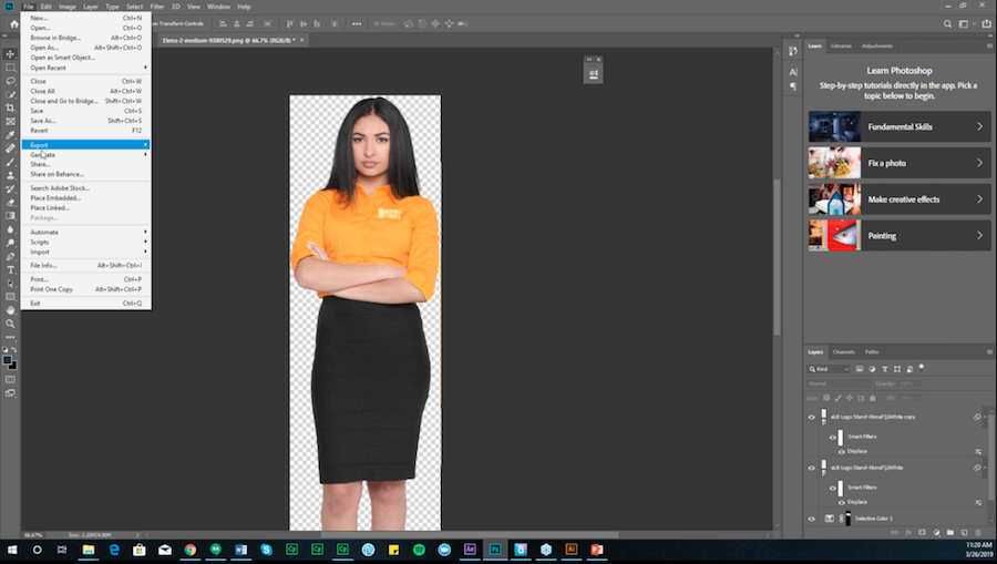 Screenshot of Andrew's tutorial on how to change a shirt color in Photoshop
