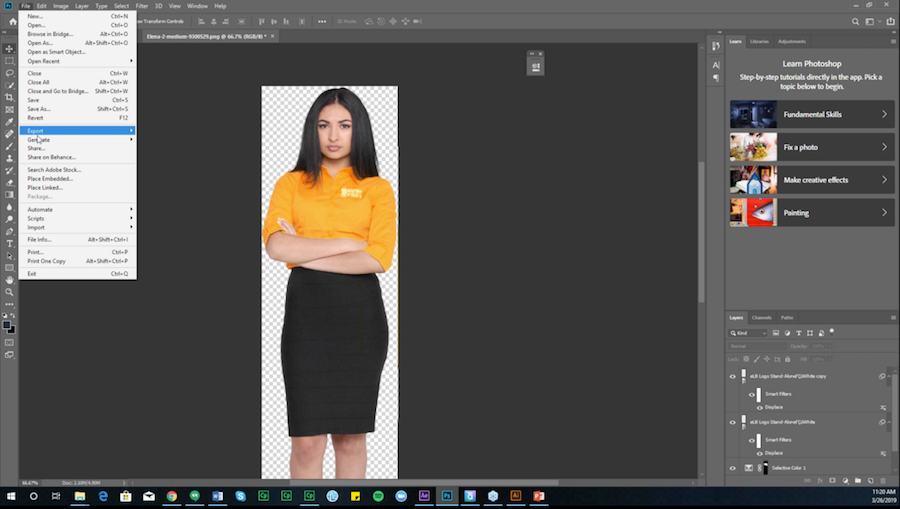 Screenshot of Andrew's tutorial on how to change a shirt color in Photoshop