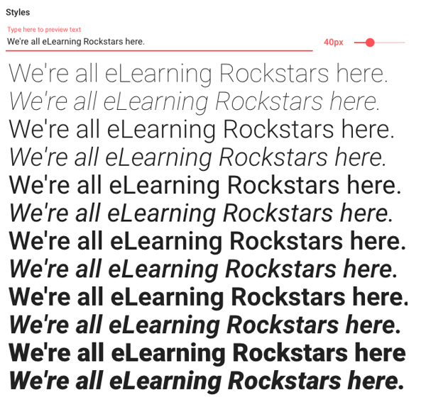 roboto type styles example
