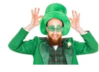 leprechaun stock photo wearing shamrock glasses