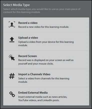 Rehearsal window showing Select Media Type menu