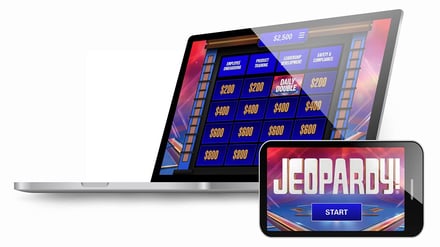 image of jeopardy game on laptop and phone