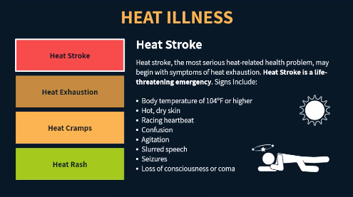 graphic illustrating signs of heat stroke