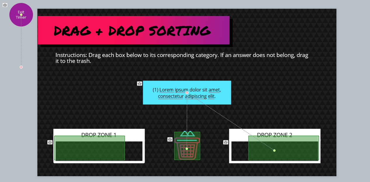 Setting the drop zones