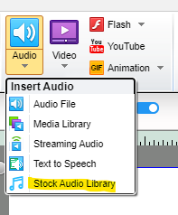 How to insert stock audio in Lectora Online