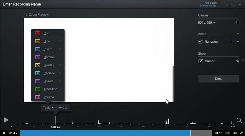 Screenshot of Screencast-O-Matic interface